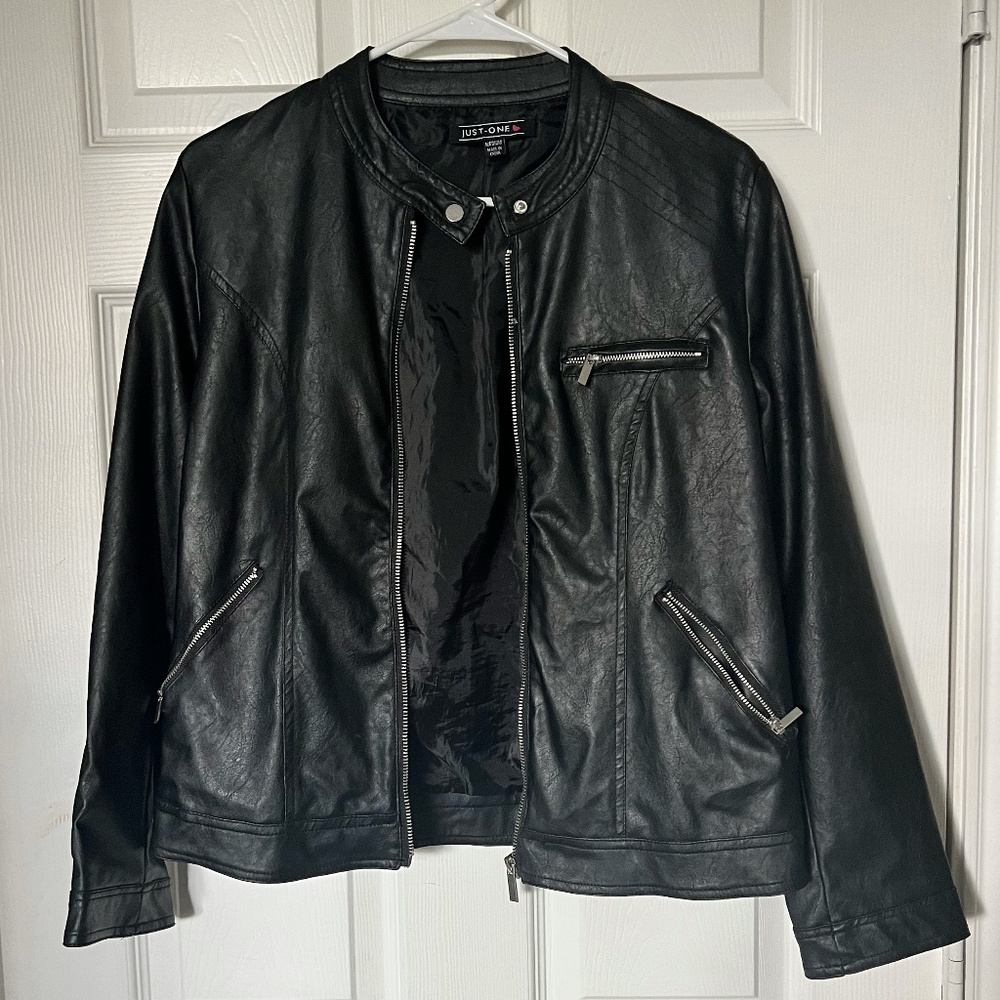 Faux Leather Biker Jacket Medium